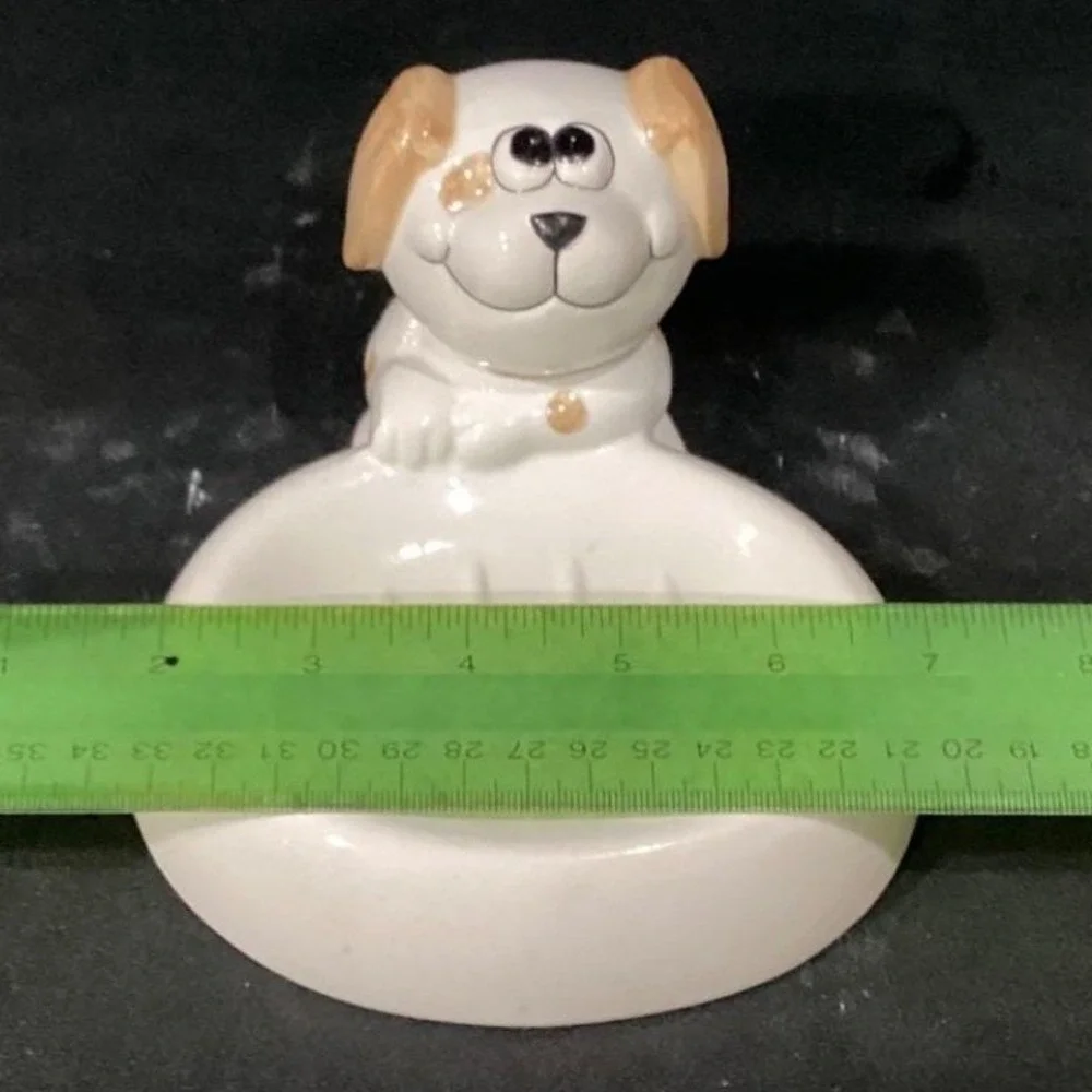 Puppy Dog Ceramic Soap Dish, Vintage Art Deco-Style Bathroom Decor Vanity Accent